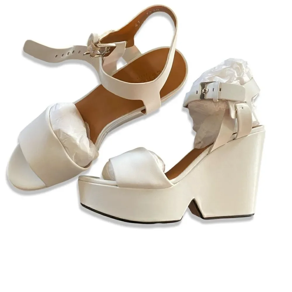 Robert Clergerie Darryl white Platforms Sandals Wedges Shoes Sz 41 10.5 NEW